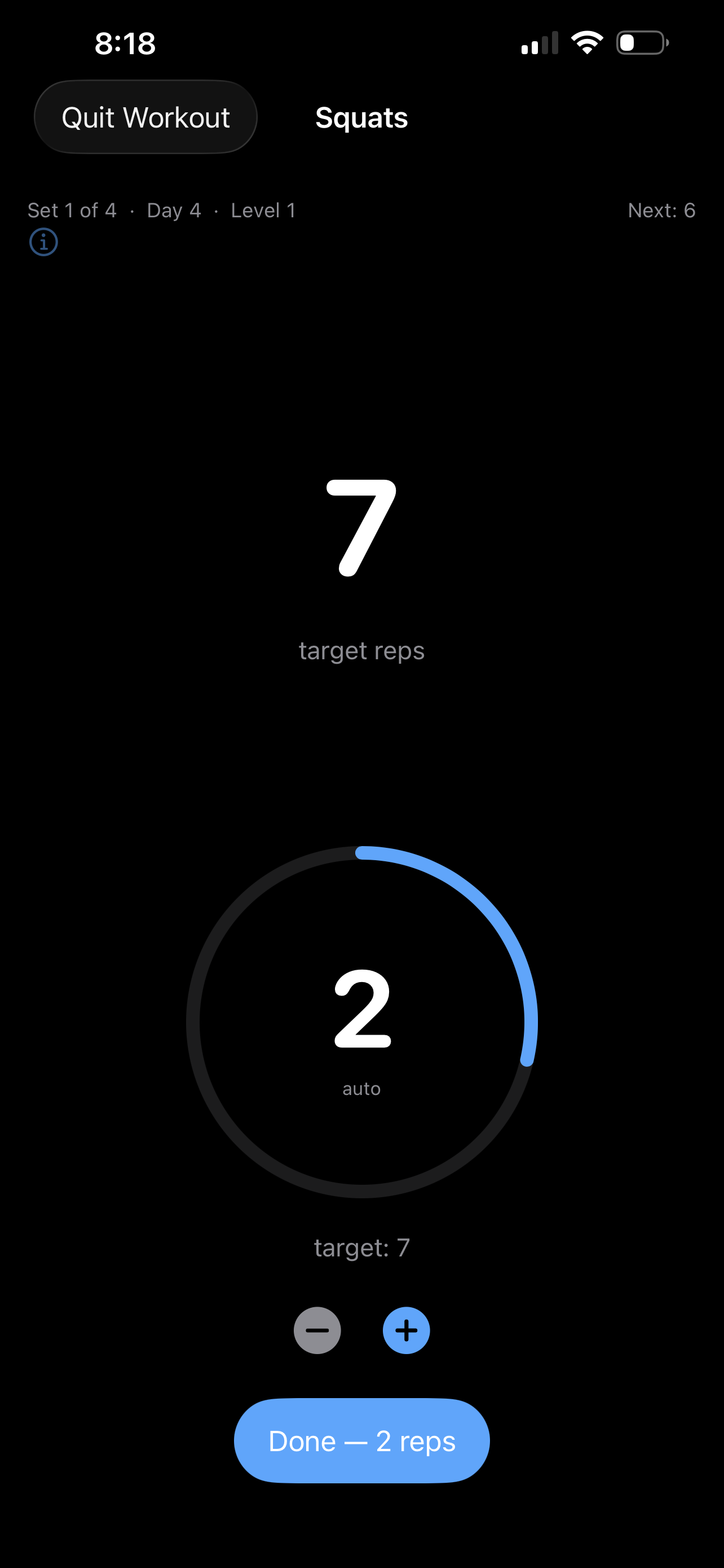 Workout tracking with rep counter